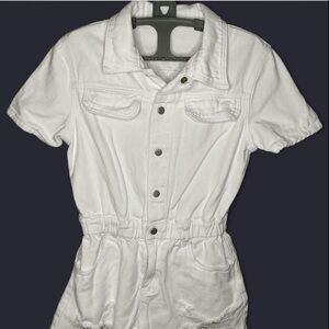 SHEIN White Button-Up Short Sleeve Romper